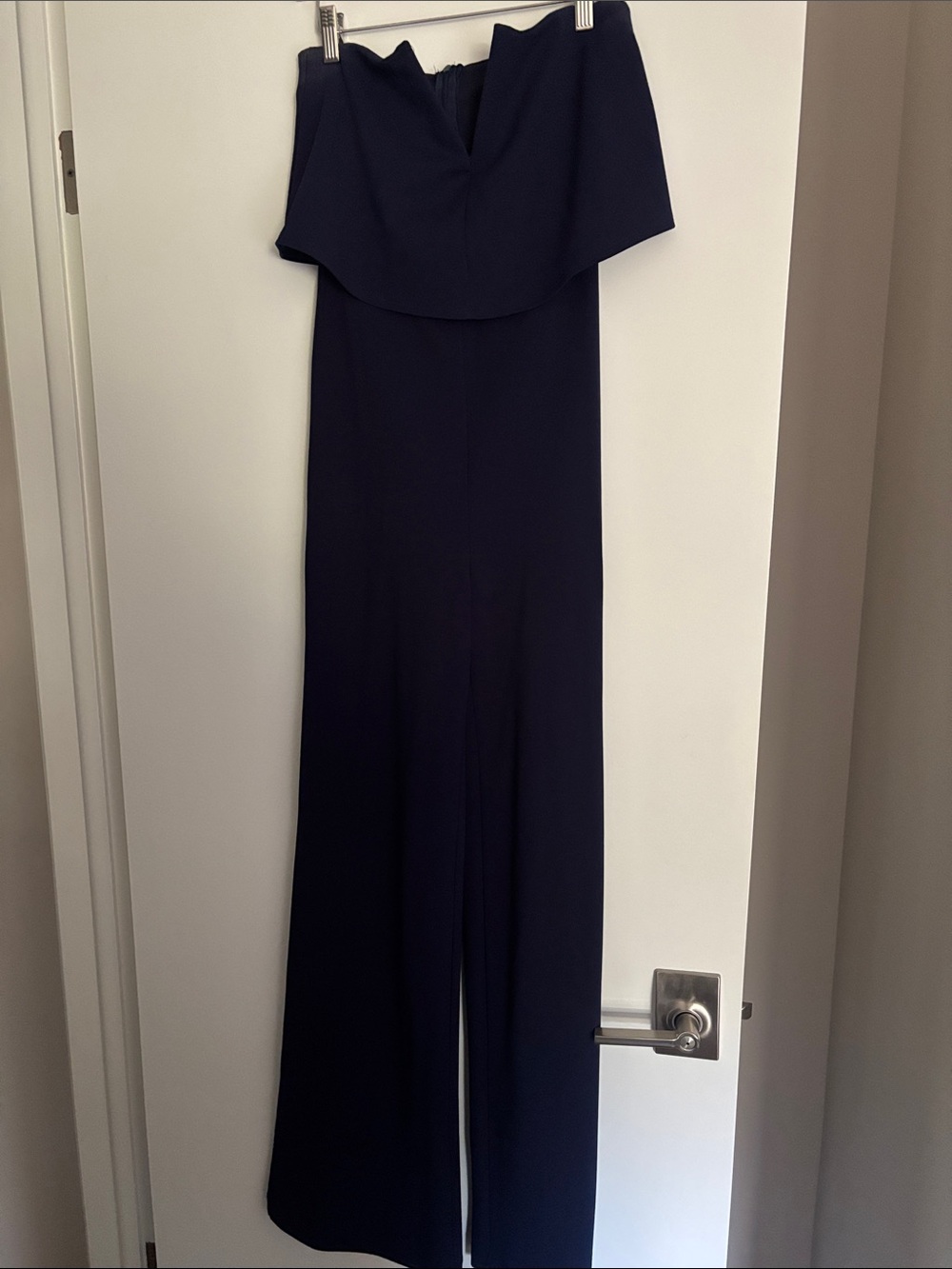 Lulus Strapless Navy Wide-Leg Jumpsuit
